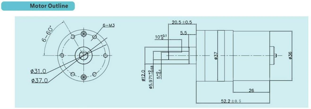 YGA37BL-3626 Brushless motor design YGA37BL-3626 Brushless motor design